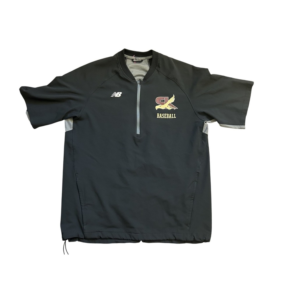 New Balance Baseball Pullover Mens XL Black Excellent 1/4‎ Zip Short Sleeve Top